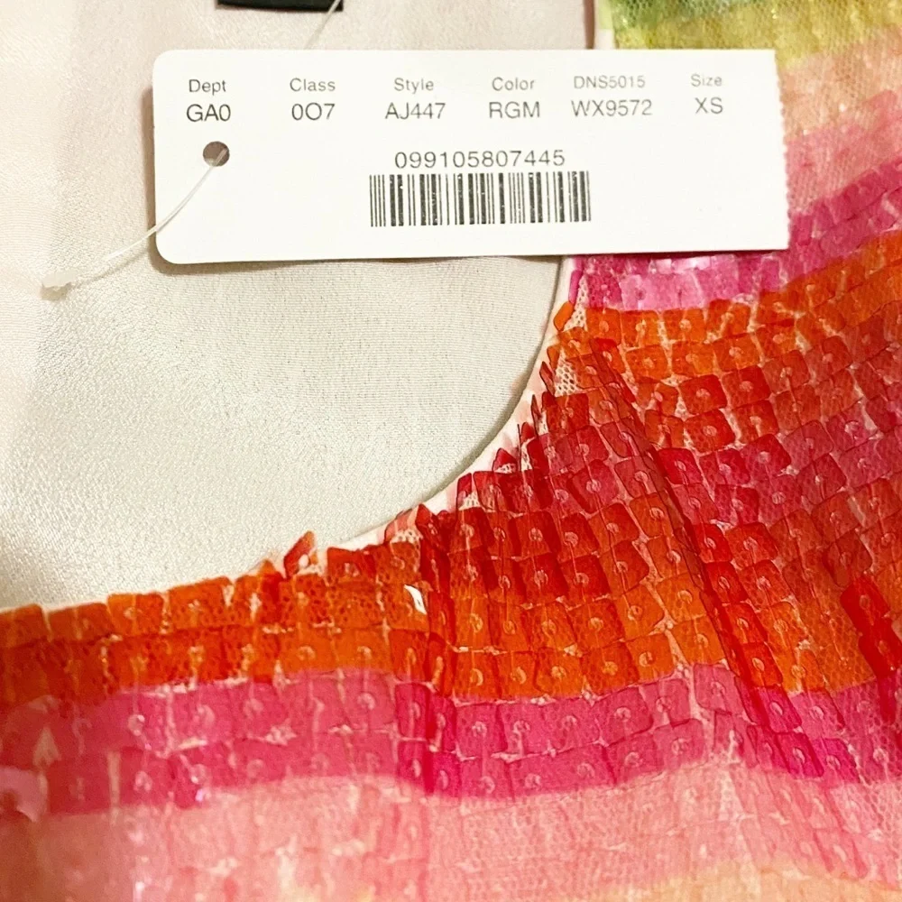 NWT J. Crew Sleeveless Sequin Tank Watermelon Stripes Sparkle Shine Size XS